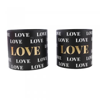 CACHEPOT VIVACE LOVE PRETO 16,8cmX16,5cm +18,8cmX17cm JOGO