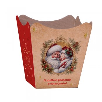 CACHEPOT PAPER HOT STAMPING . MAGIA DE NATAL Pote 15 (16cm x 17cm x 11cm) Pacote 10 Peças .