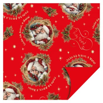 POLI PEROLIZADO 40mc DUPLA FACE MAGIA DE NATAL 69cm x 69cm Pacote 25 Folhas .