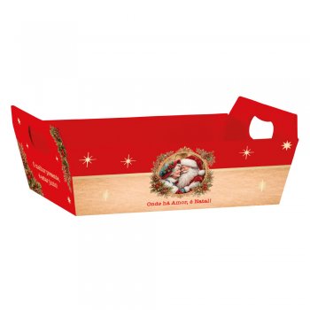 CESTA PAPER HOT STAMPING . MAGIA DE NATAL Grande (28,5cm x 20cm x 9cm) Pacote 4 Peças .
