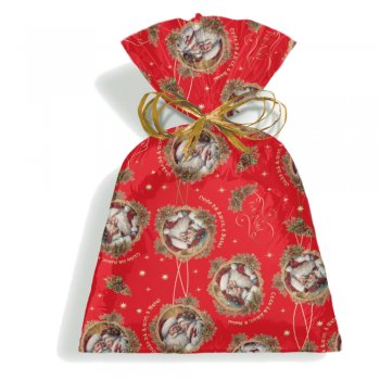 SACO PEROLIZADO PRESENTE MAGIA DE NATAL 35cm x 59cm Pacote 50 Peças .