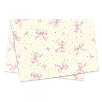 PAPEL DE SEDA DECORADO CHARLOTTE 50cm x 70cm Pacote 50 Folhas ROSÊ