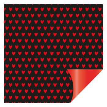 POLI METALIZADO ELITE 50mc DUPLA FACE AMO VOCÊ 69cm x 69cm Pacote 20 Folhas PRETO / VERMELHO