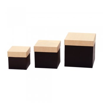 CAIXA FLOR QUADRADA NERO 3 PEÇAS KRAFT
