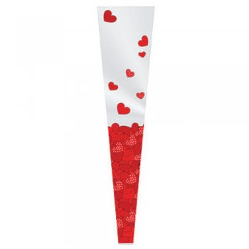 BOTÃO CONE  DECORADO CUORE 12cm x 3cm x 50cm Pacote 100 Peças VERMELHO